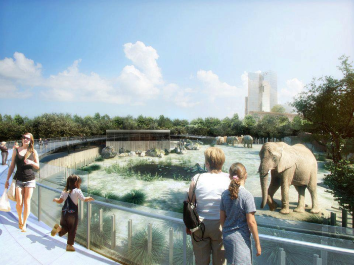 Recreación virtual de la futura instalación de los elefantes // Zoo de Barcelona